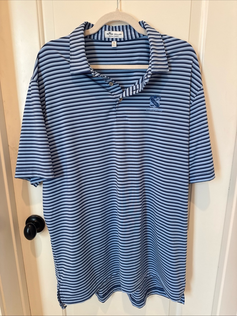 Peter Millar Summer Comfort Men’s XL Ridgewood Golf Polo Shirt Blue Striped